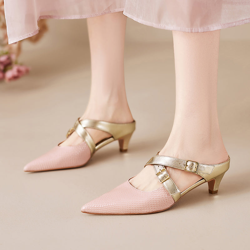 Mules Brielle de cuero genuino
