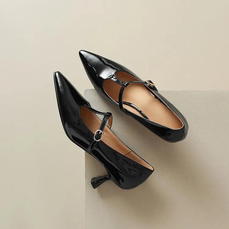 Tacones Ileen de cuero genuino