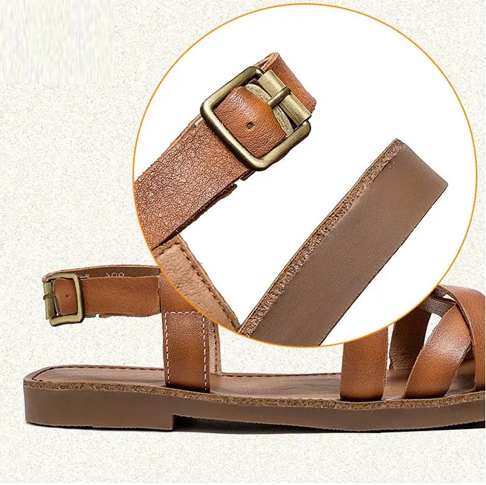Patinaläder-sandal