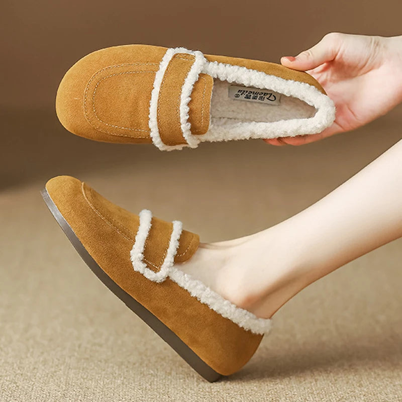 SIENNA FAUX SUEDE FUR-LINED LOAFERS