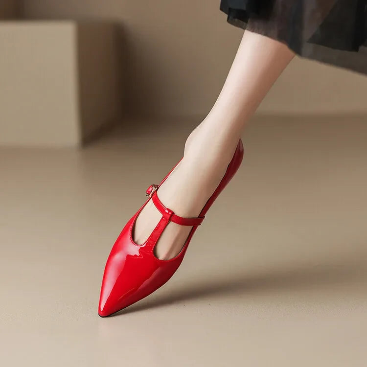 Tacones Ileen de cuero genuino