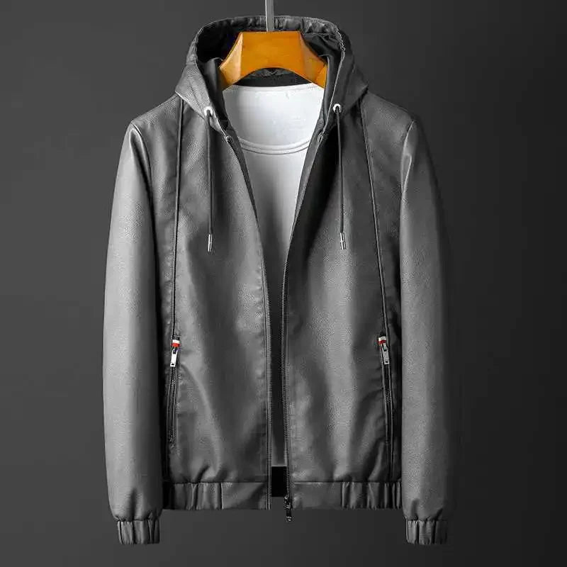 Chaqueta de cuero con capucha Rave