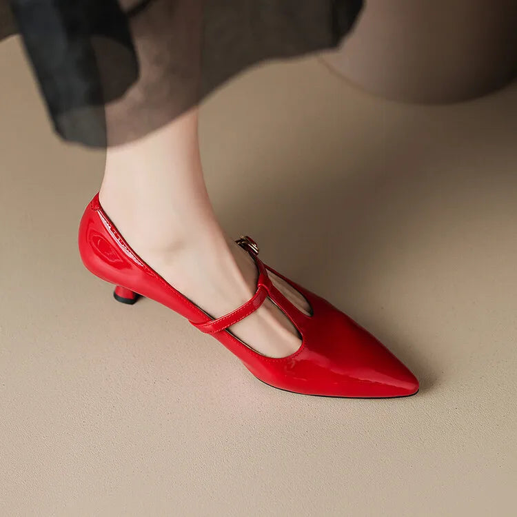 Tacones Ileen de cuero genuino