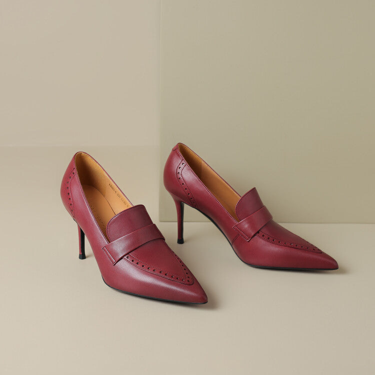 Zapatos de tacón Nyla de cuero genuino con punta afilada