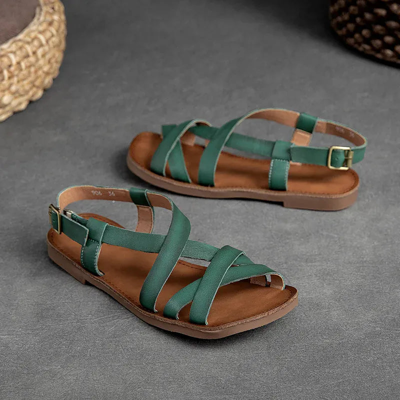 Patinaläder-sandal