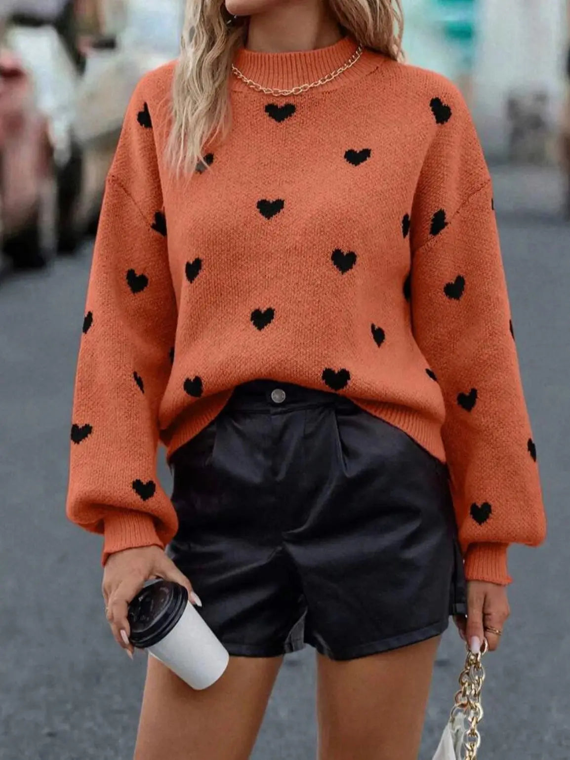 Pullover aus Strick mit Herzmotiv