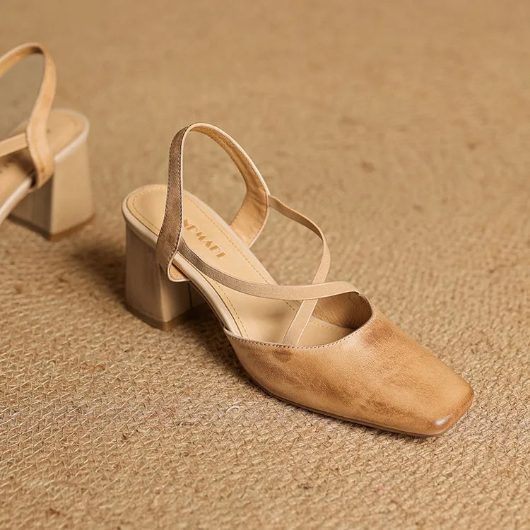 Tacones Petra de cuero genuino