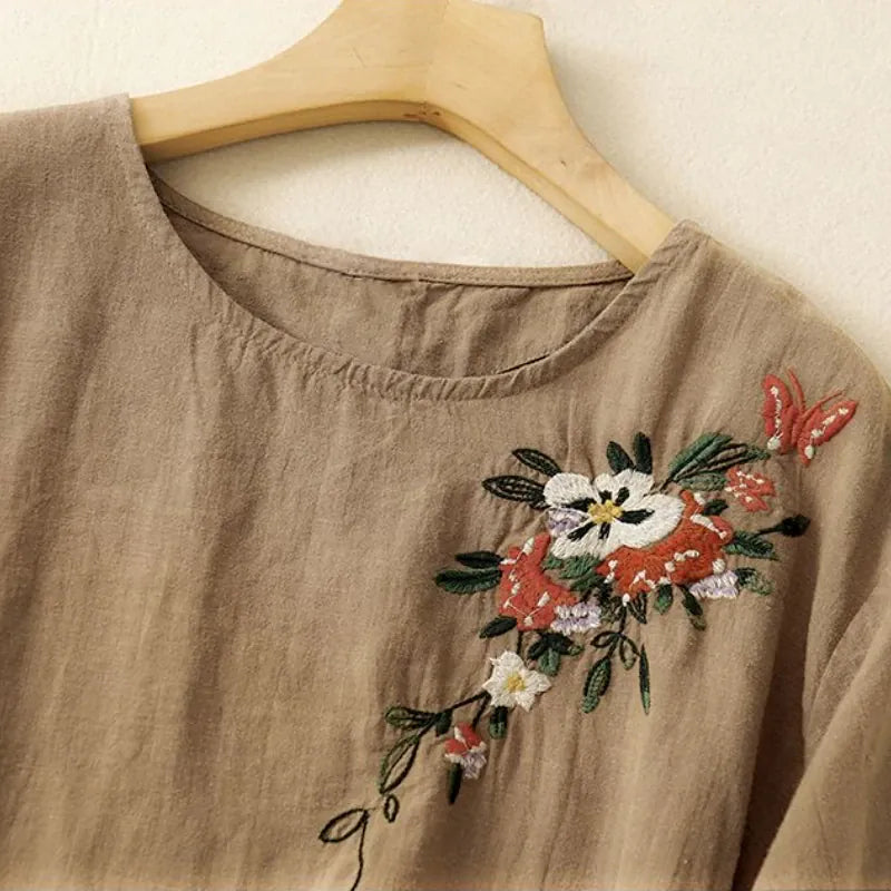 Blusa in lino Siena Bloom