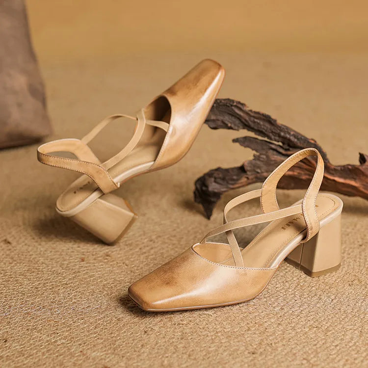 Tacones Petra de cuero genuino