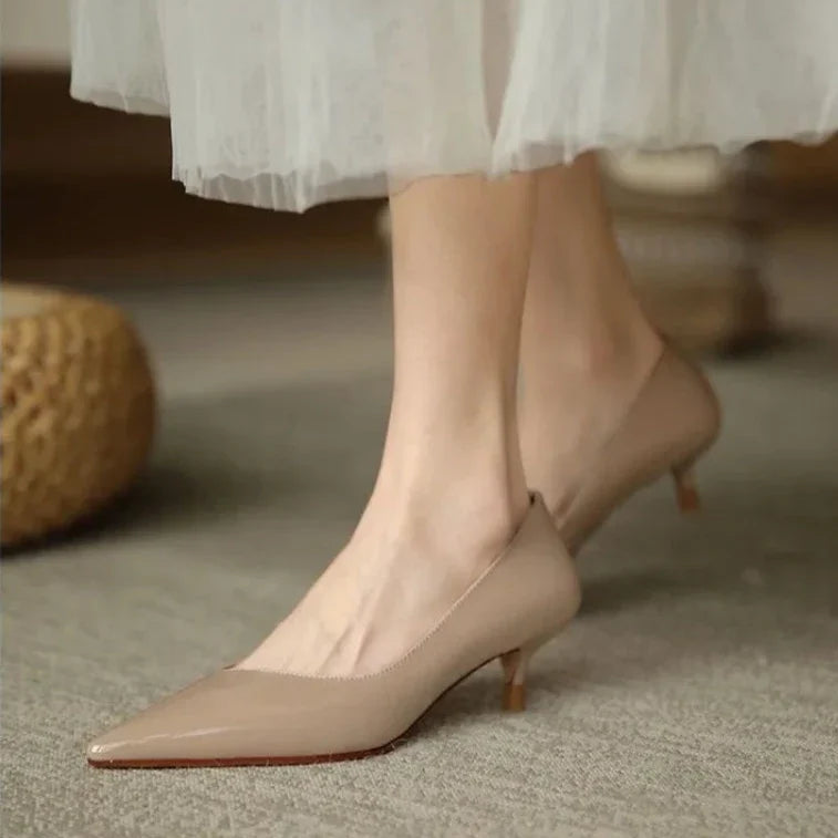 Pelle kitten heels