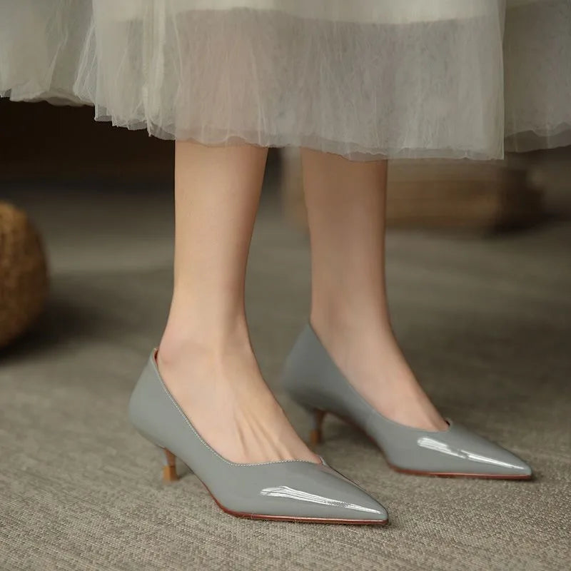 Pelle kitten heels