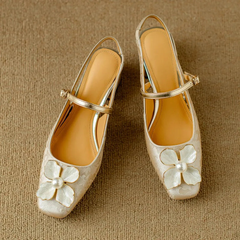 Camellia slingback-pumps
