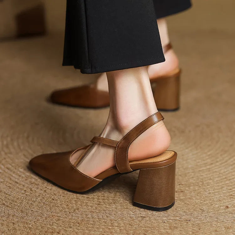 Tacones Petra de cuero genuino
