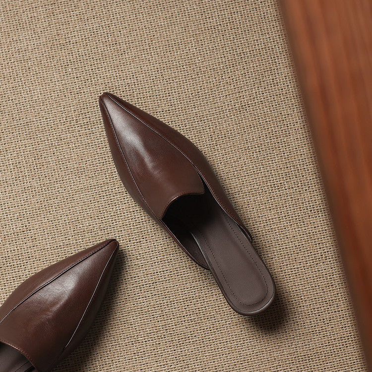 Mules Cloe en cuir véritable à bout pointu
