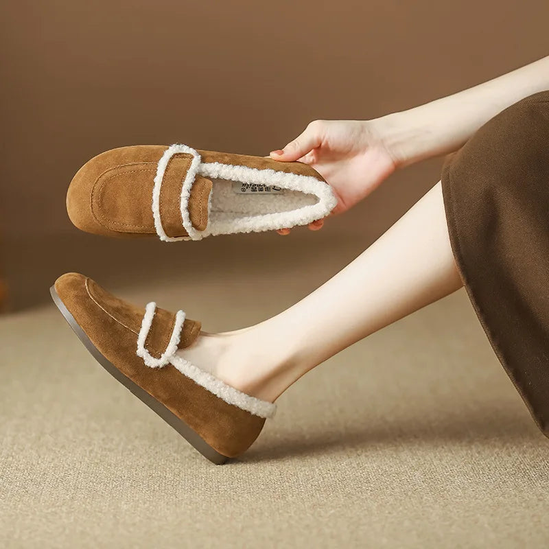 SIENNA FAUX SUEDE FUR-LINED LOAFERS