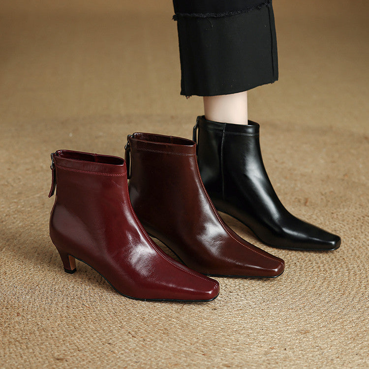 Nolia Stiefel aus echtem Leder mit eckiger Kappe