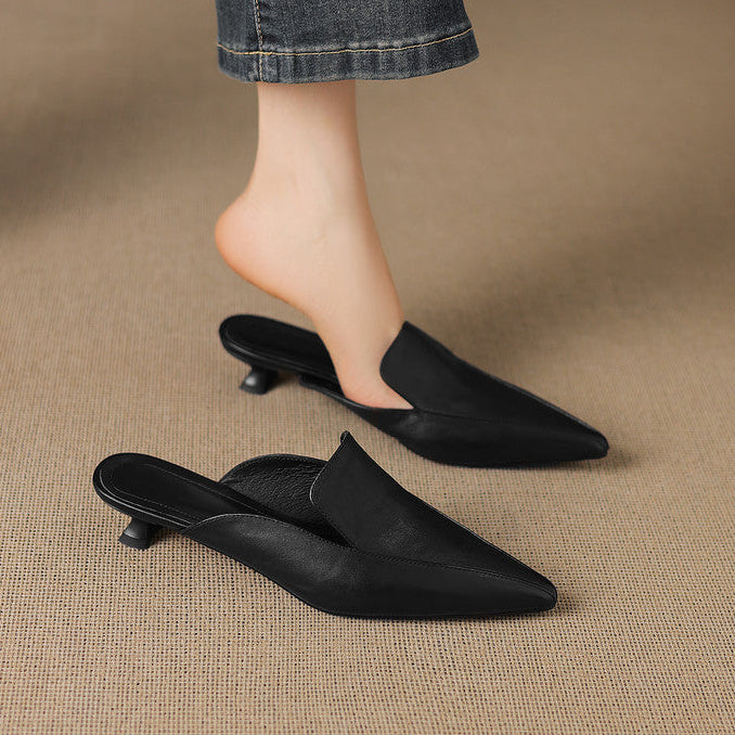 Mules Cloe en cuir véritable à bout pointu