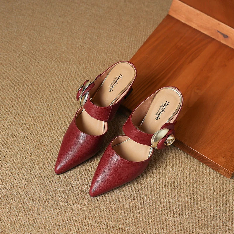 Tacchi in vera pelle color granata