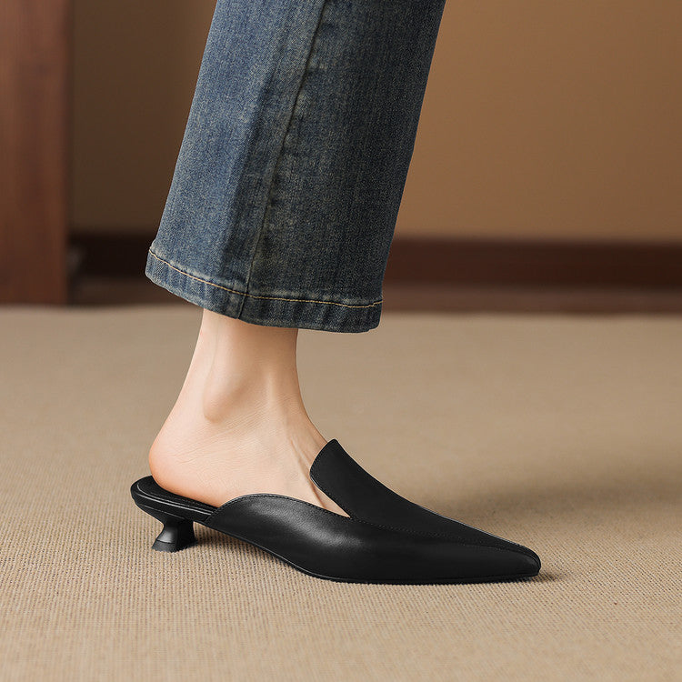 Mules Cloe en cuir véritable à bout pointu