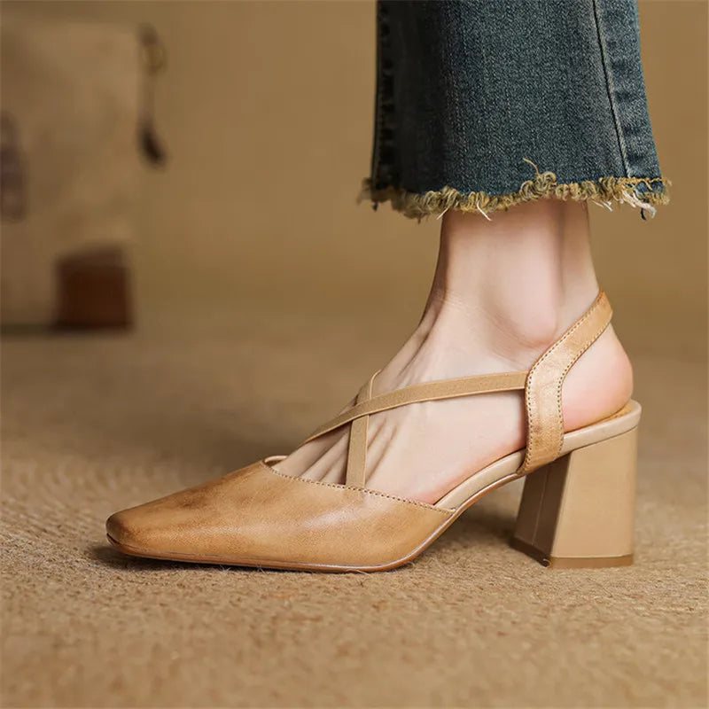 Tacones Petra de cuero genuino