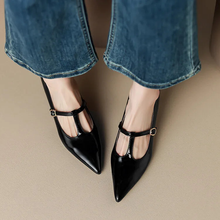 Tacones Ileen de cuero genuino