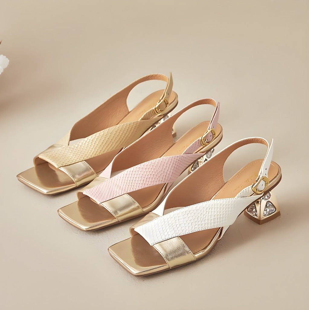 Rovia Slingback-Sandalen aus echtem Leder