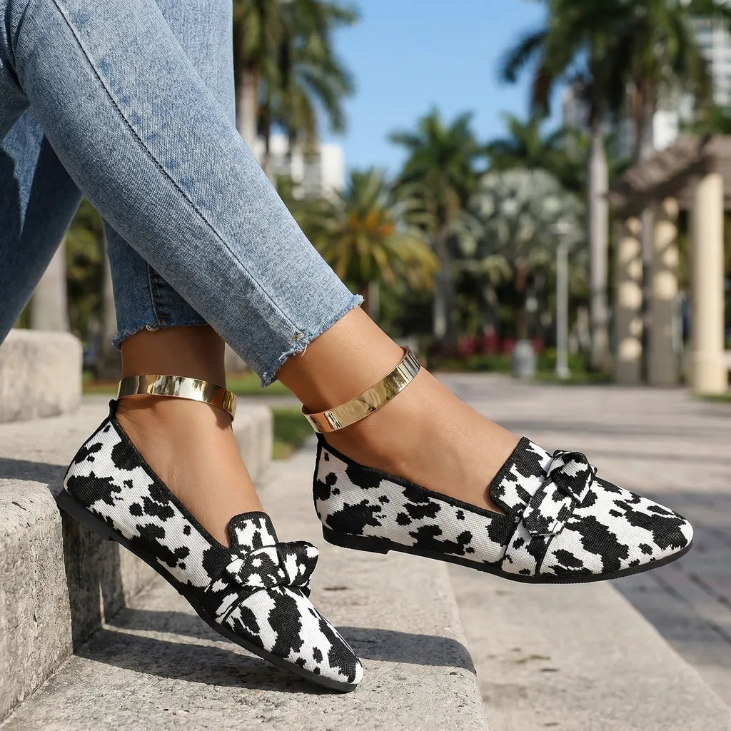 Alena | Damen-Strickballerinas mit Schleife