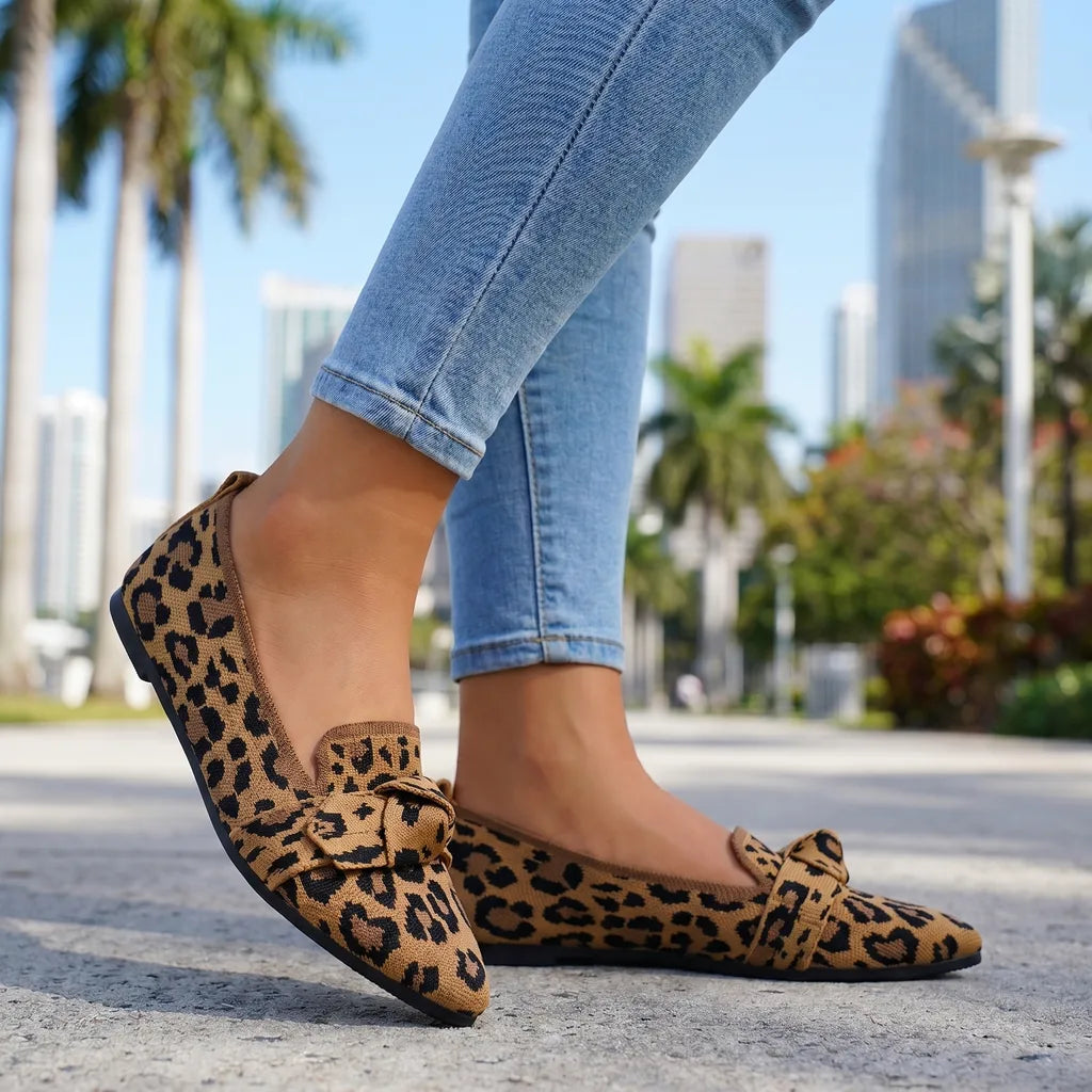 Alena | Damen-Strickballerinas mit Schleife