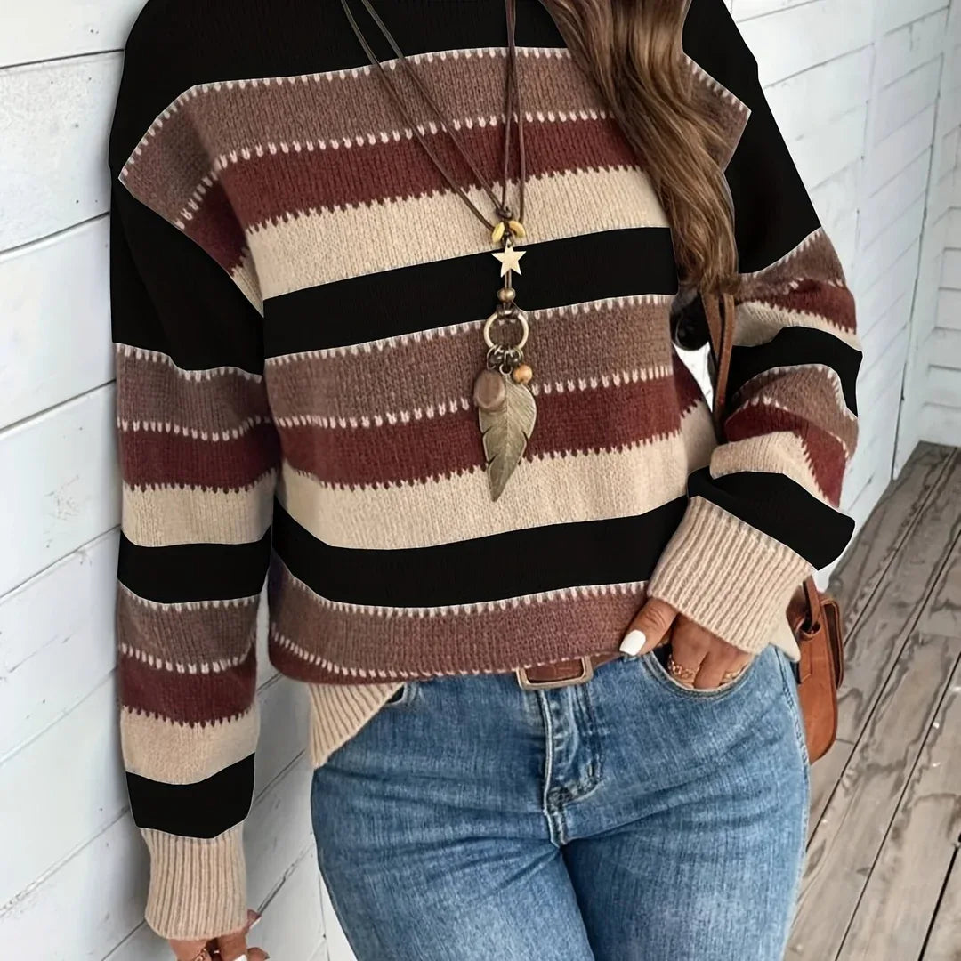 Anneliese | Women's Cozy Striped Round-Neck Sweater