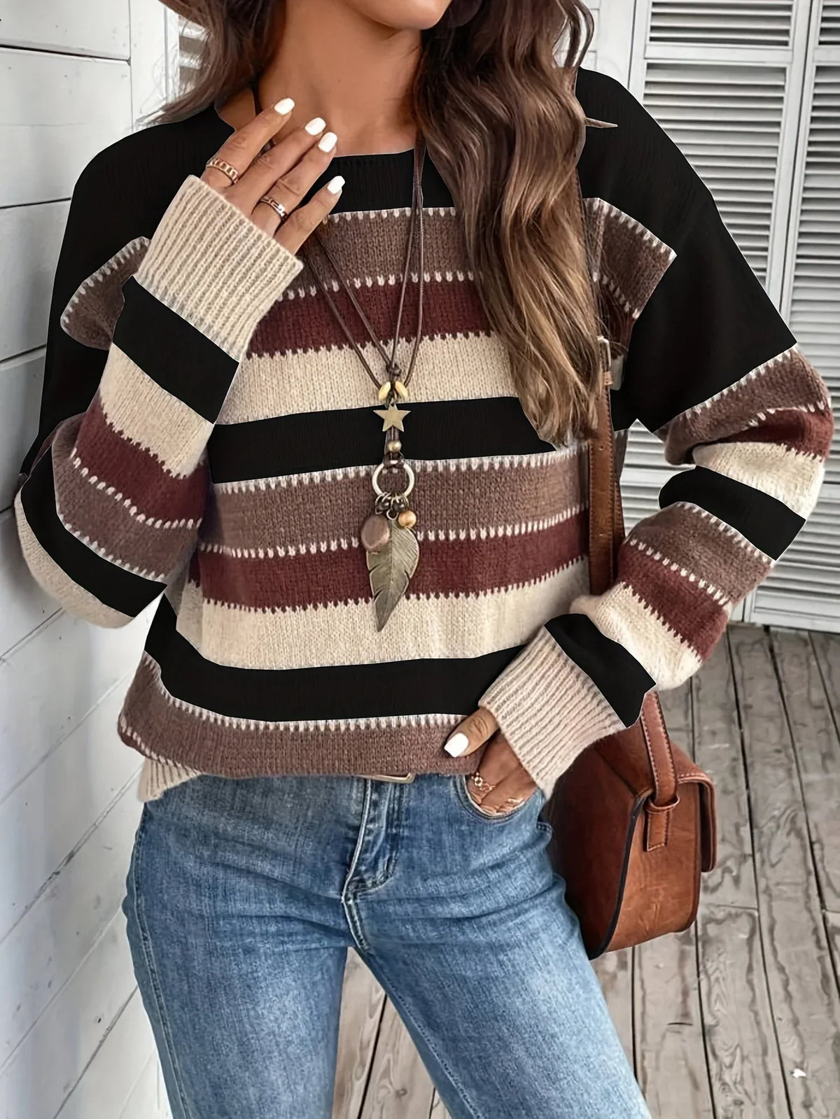 Anneliese | Women's Cozy Striped Round-Neck Sweater