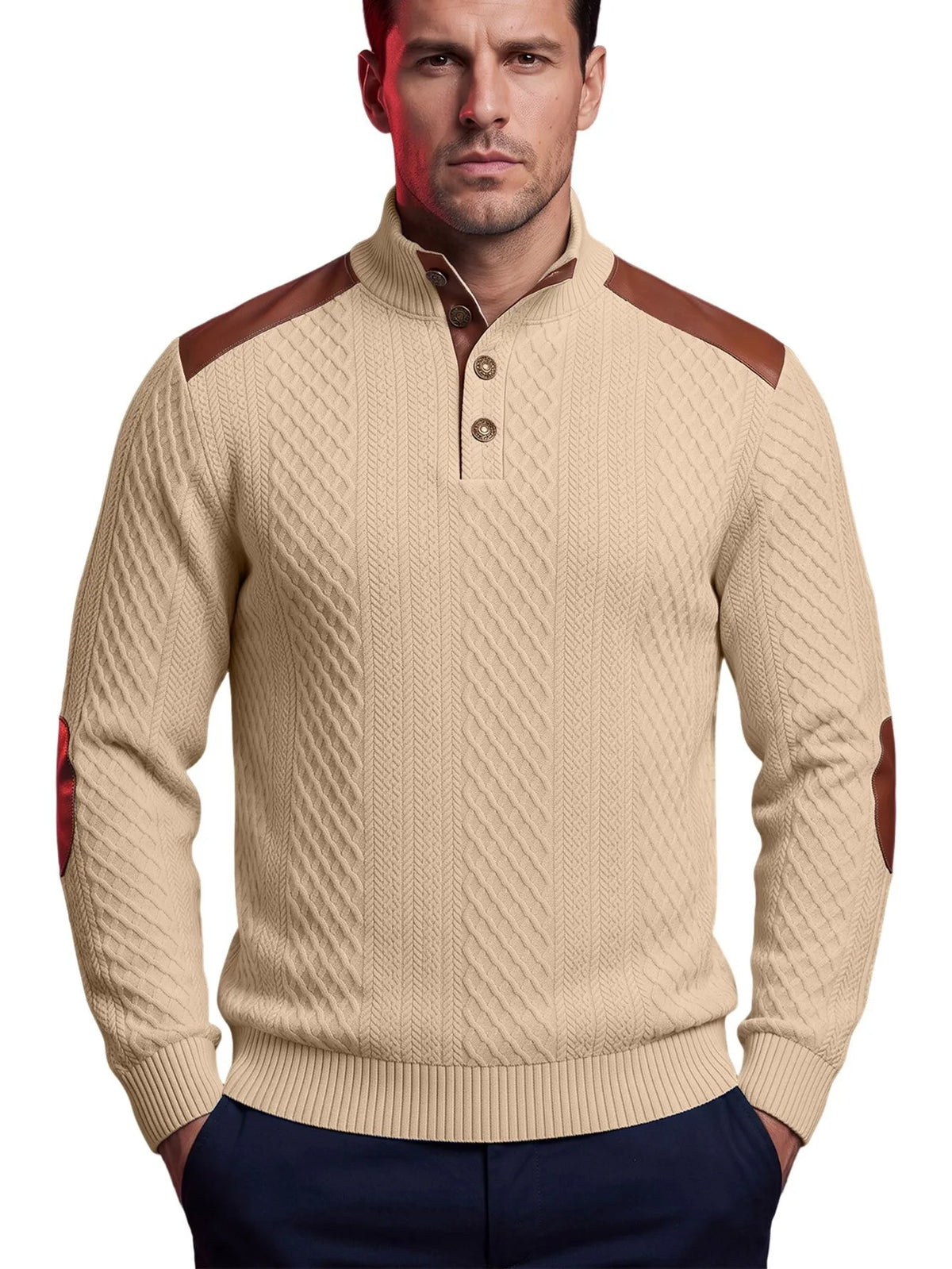 Arlo | Pull pour homme à empiècements en maille torsadée