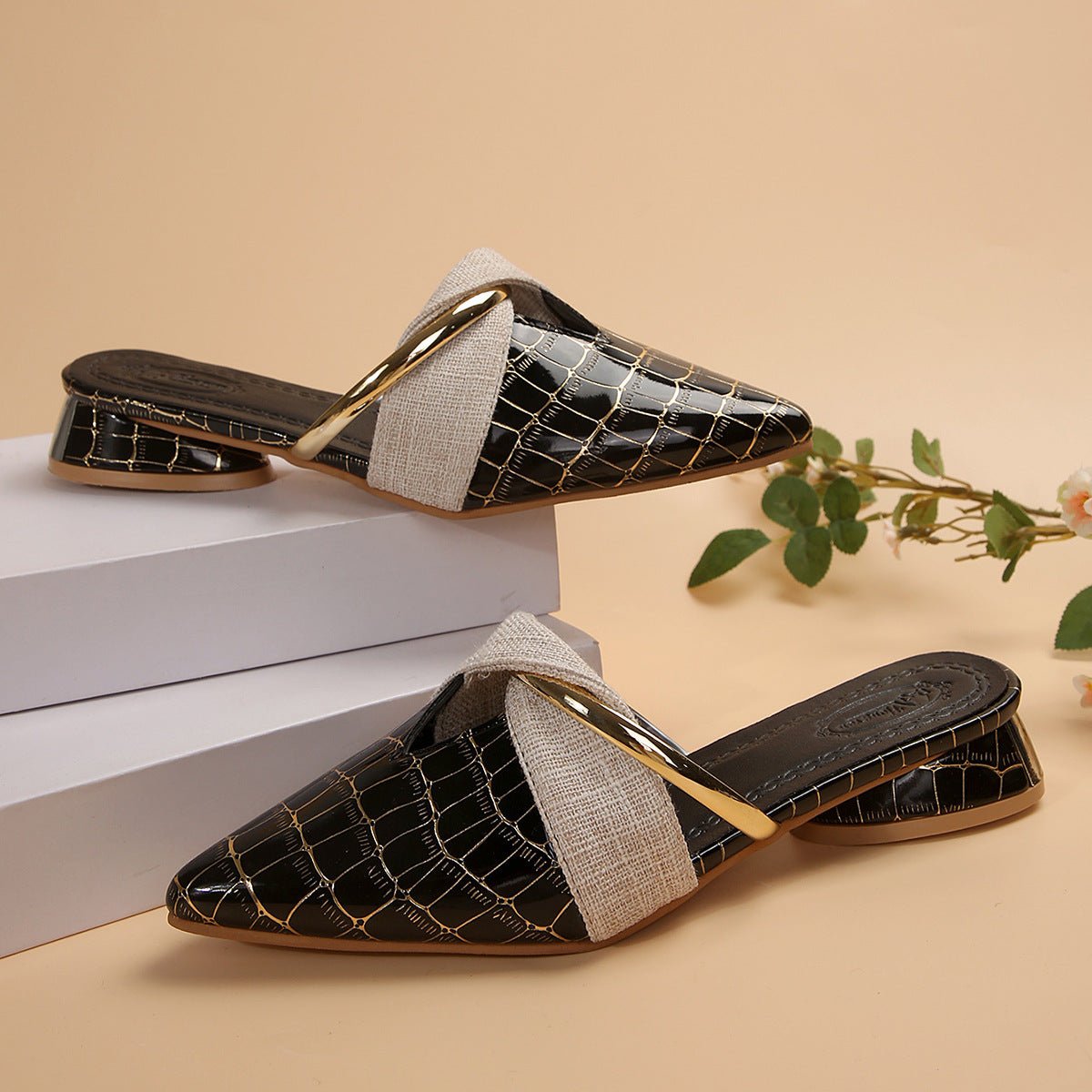 AURORA CROC SLIP-ON MULES - ARDEN ROVE