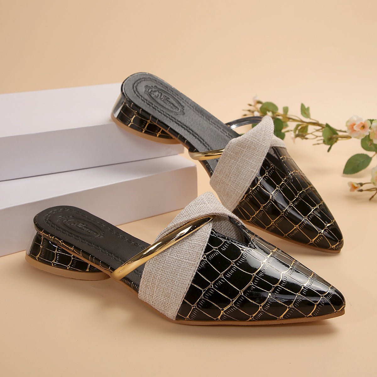 AURORA CROC SLIP-ON MULES - ARDEN ROVE