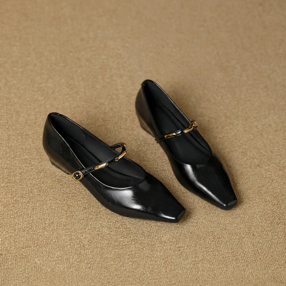 Zoe Leather Buckle Pumps