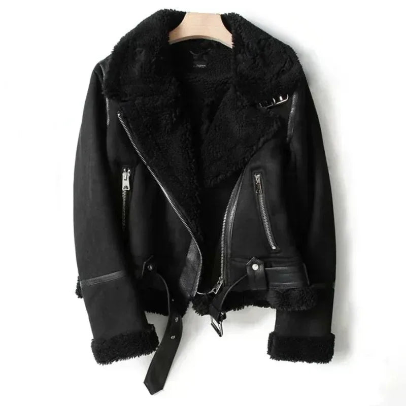 Caroline | Women's Sherpa Lined Leather Jacket
