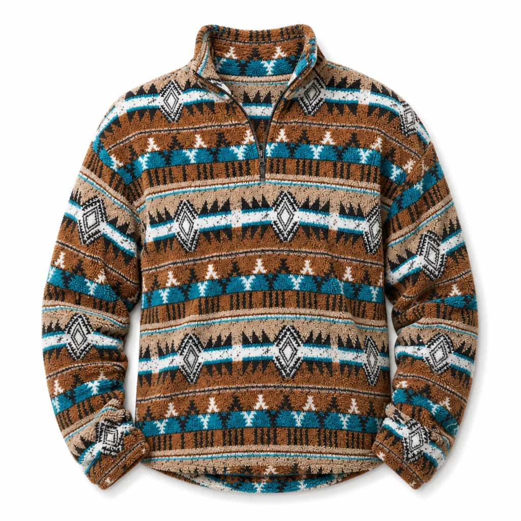 Cash | Pull western en maille à col zippé pour homme