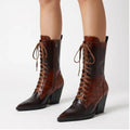 ADELINE CROC-EFFECT BOOTS