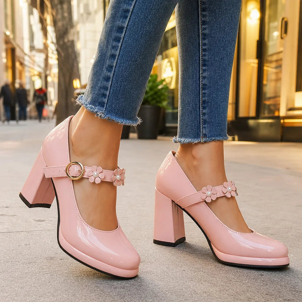 Claudia | Escarpins orthopédiques à fleurs style Mary Jane pour femme