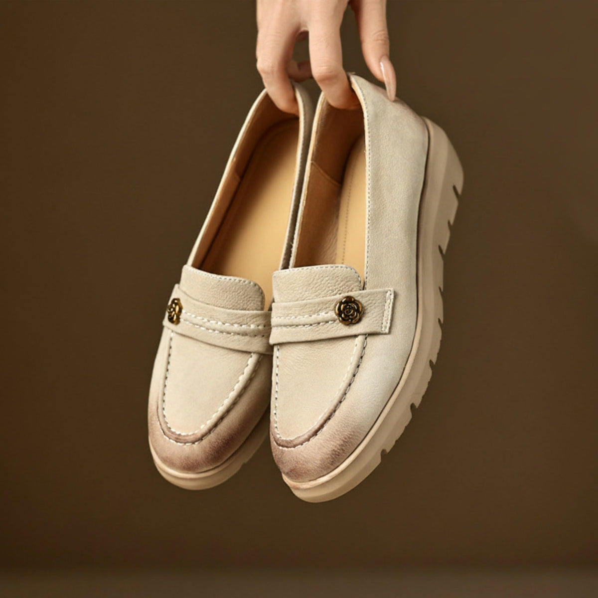 Zapatos de plataforma de cuero genuino Mira