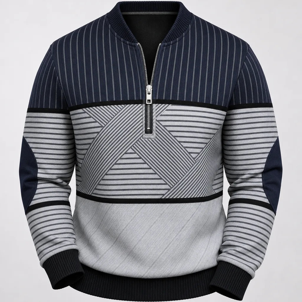 Dan | Pull contrasté à col zippé pour homme