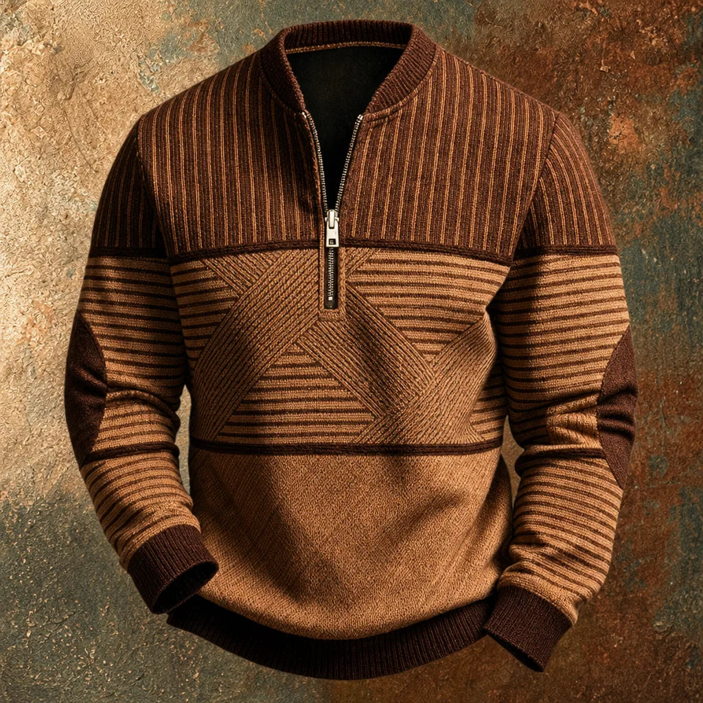 Dan | Pull contrasté à col zippé pour homme