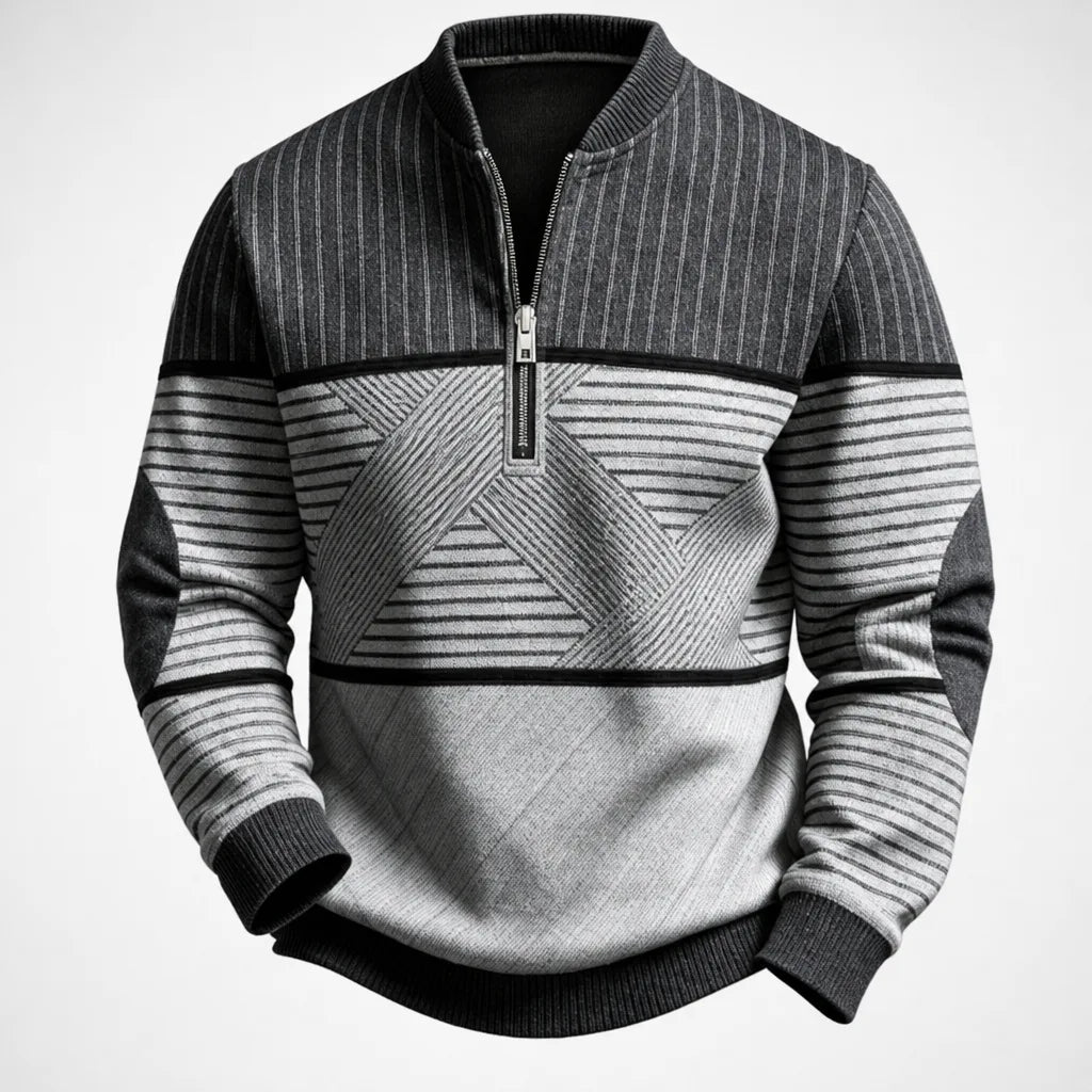 Dan | Pull contrasté à col zippé pour homme