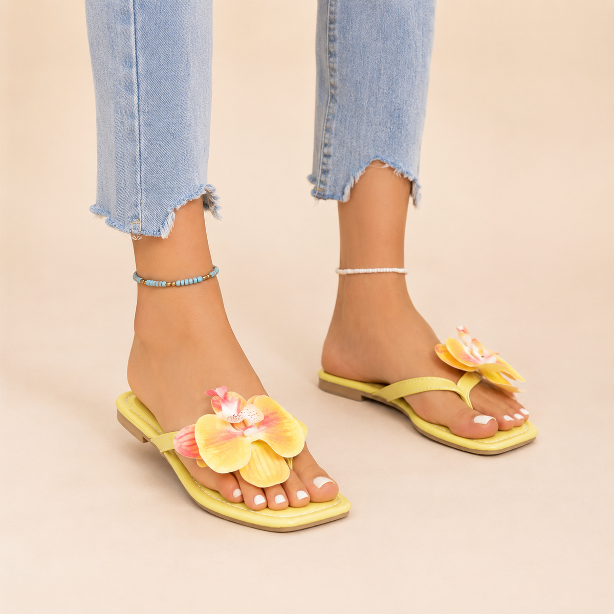 Orchid Teenschoenen met Vierkante Neus en Bloemenprint