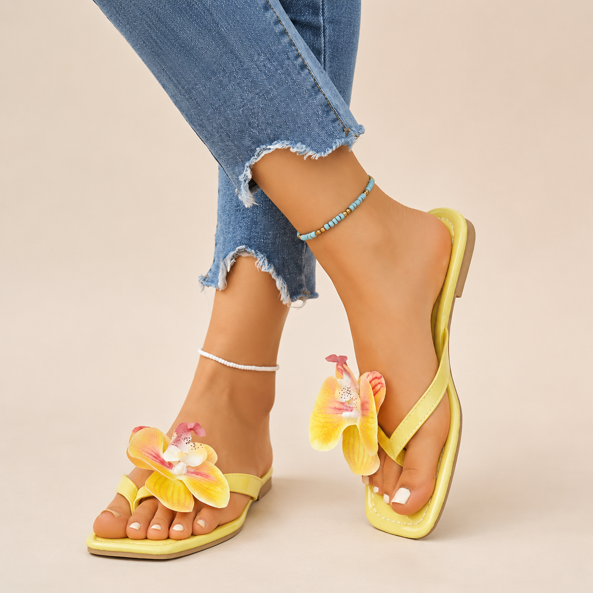 Orchid Teenschoenen met Vierkante Neus en Bloemenprint