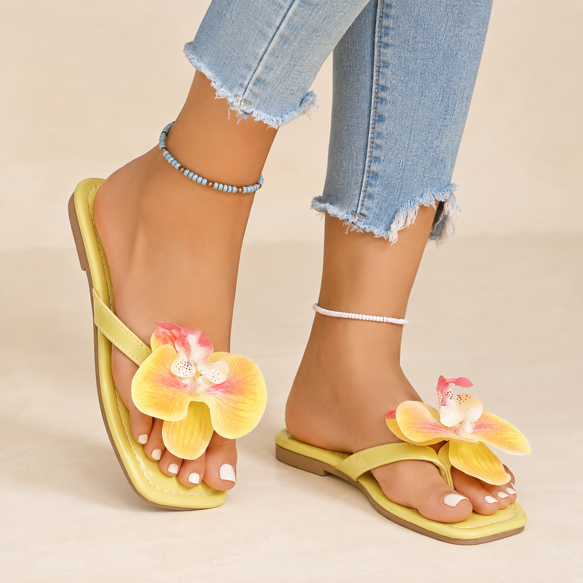 Orchid Teenschoenen met Vierkante Neus en Bloemenprint