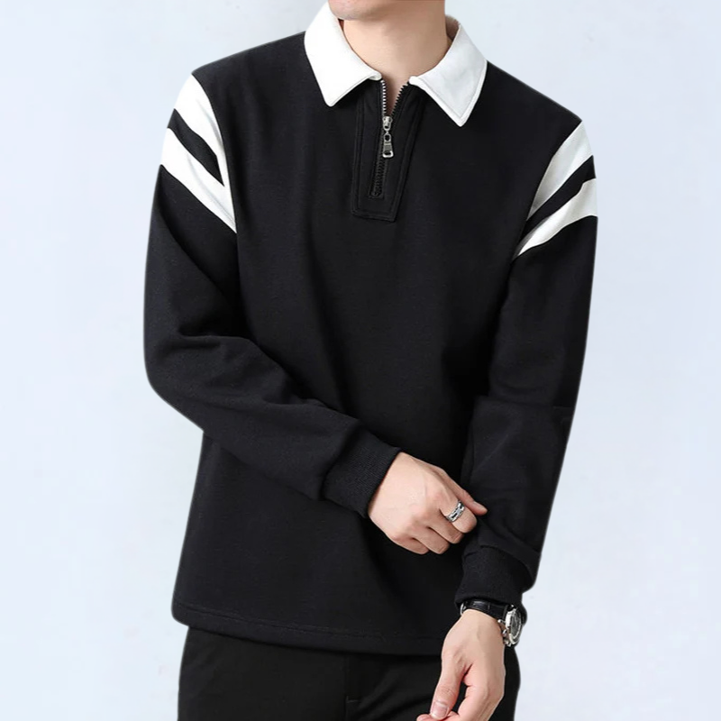Maglione in cotone con zip a un quarto