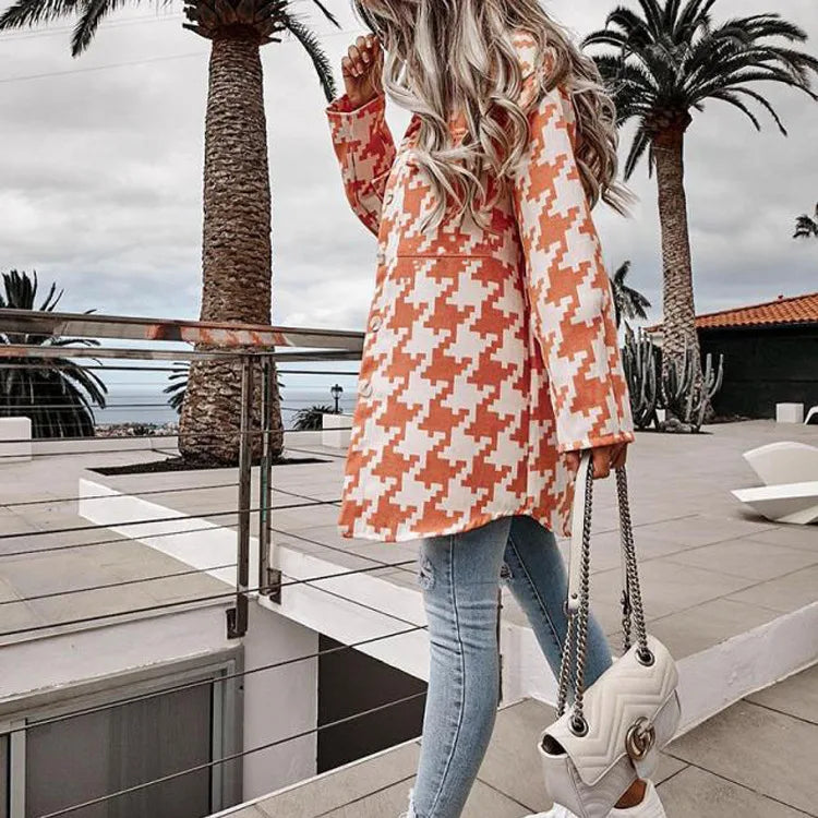 Georgia | Women's Elegant Houndstooth Sweater Jacket