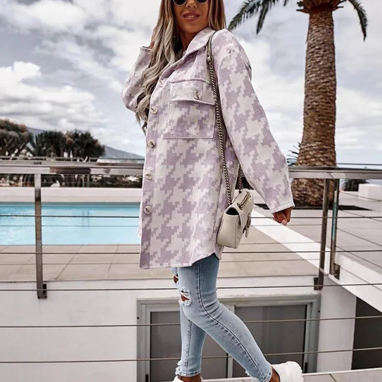 Georgia | Women's Elegant Houndstooth Sweater Jacket