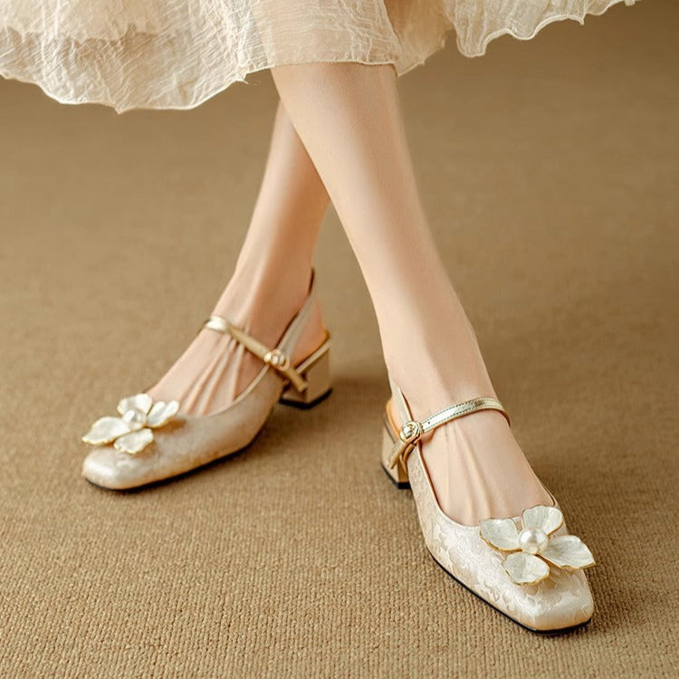 Camellia slingback-pumps