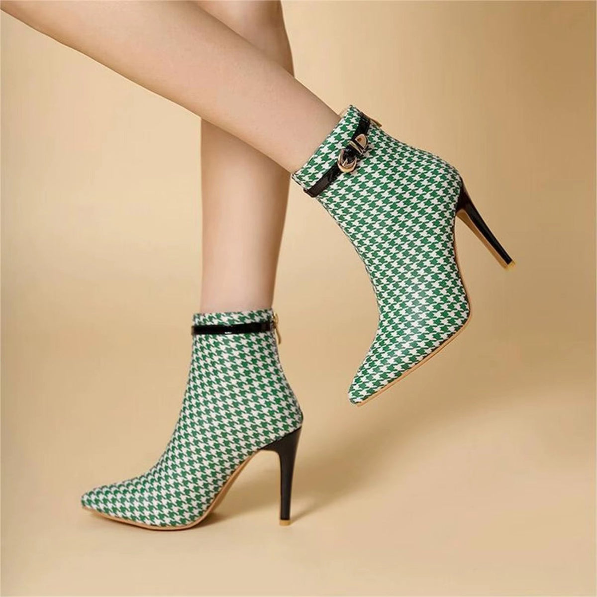 Houndstooth Stiletto Boot - ARDEN ROVE